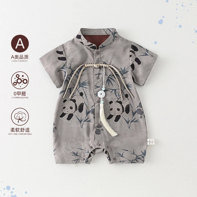 宝宝夏季衣服可爱超萌连体衣周岁夏装短袖满月百天爬爬服洋气外出