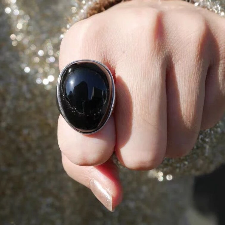 铜合金戒指 鸽子蛋戒指女欧美轻奢小众设计高级感个性夸张宽版