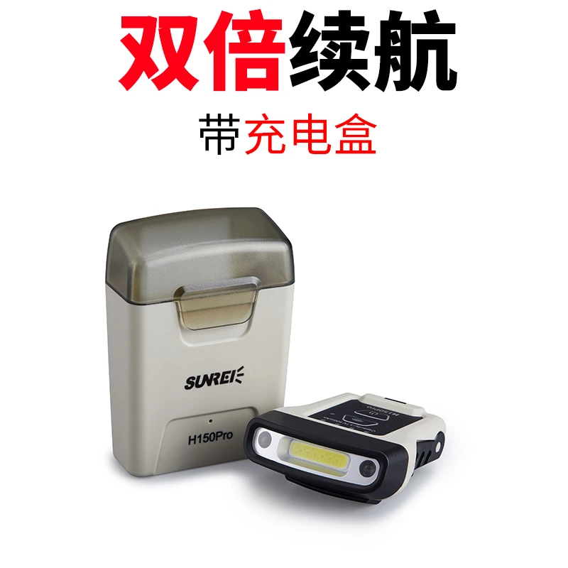 山力士户外照明头灯钓鱼专用感应头灯超长续航夹帽夜钓头灯帽夹灯