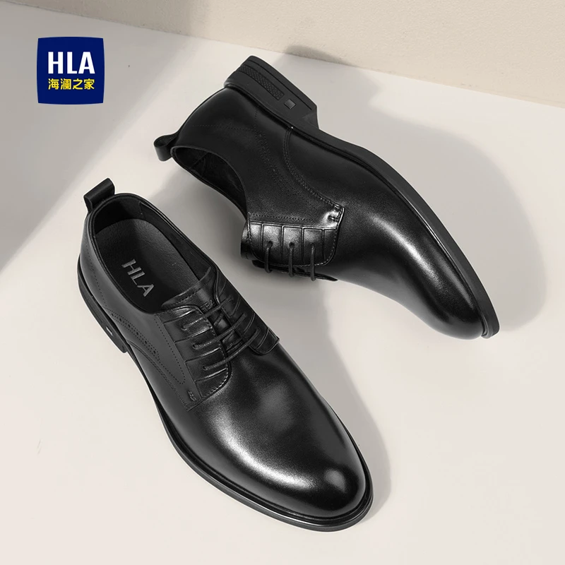 HLA/海澜之家男鞋新款春秋英伦尖头商务真皮皮鞋正装正装增高结婚
