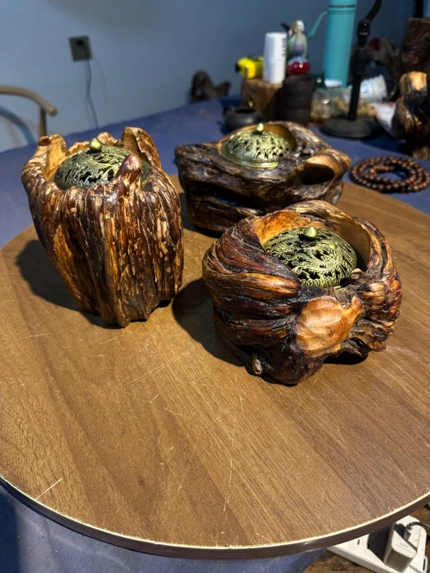【时光茶】随行根雕风化木DIY创意复古摆件高油性松脂 松香木香炉
