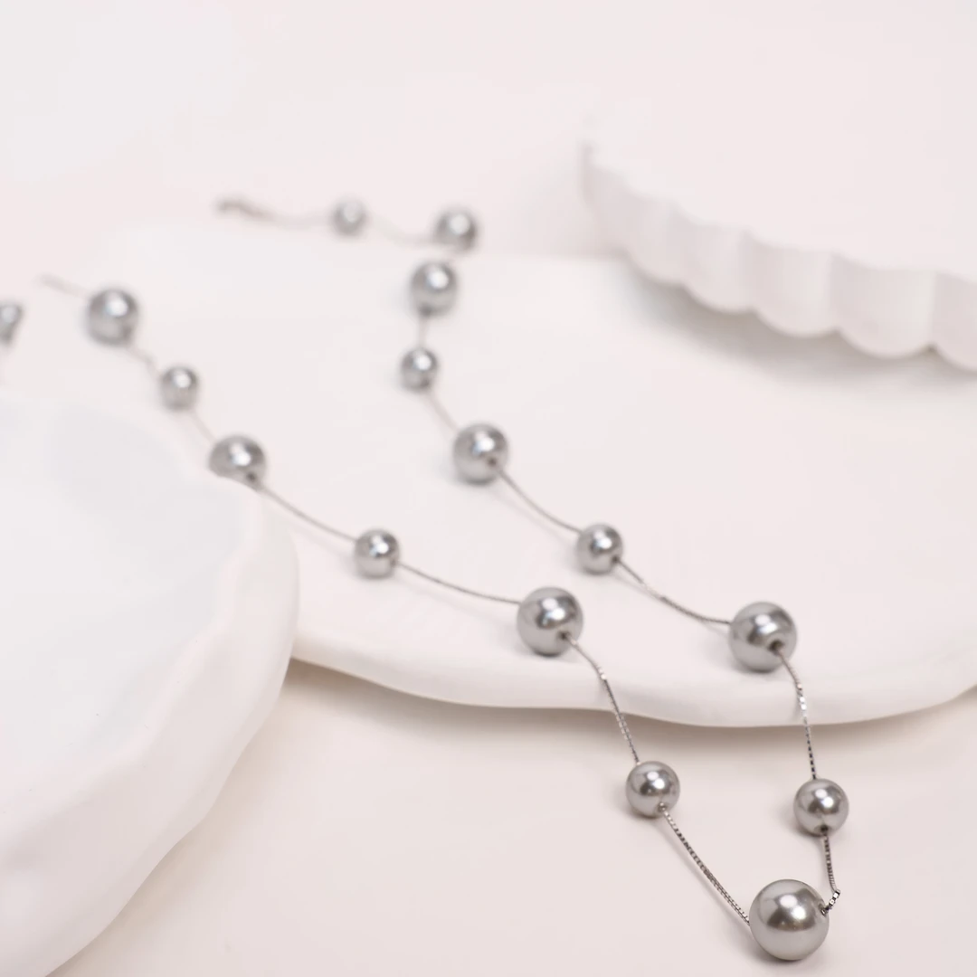 链子925银 时尚真多麻灰珠满天星项链女简约百搭超仙颈链优雅