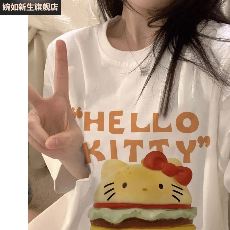 【婉如新生】甜美百搭纯棉短袖t恤女夏季2023新款韩系少女HelloKi