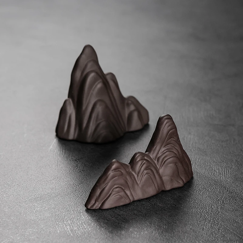 新中式陶瓷假山仿石摆件简约客厅家居白瓷饰品个性笔架台创意茶桌