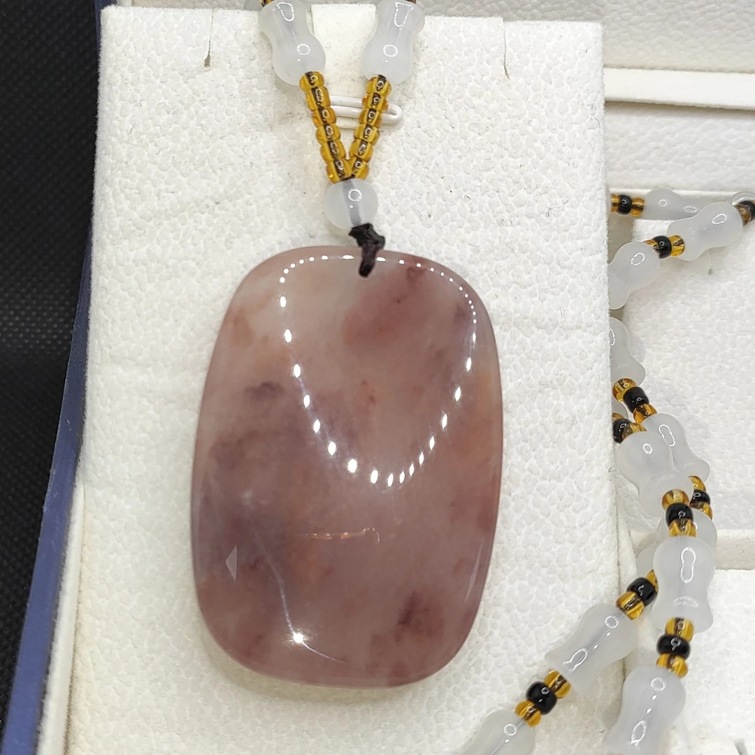 4011天然额河彩玉无事牌h吊坠d