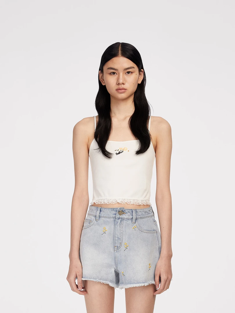 CELECT买手店HERLIAN 24年夏季新品女士小雏菊刺绣logo吊带