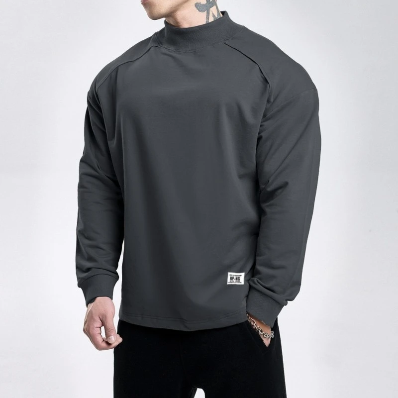 GYMDOG吉姆道格潮牌运动卫衣男秋冬纯色休闲宽松高领长袖健身衣服