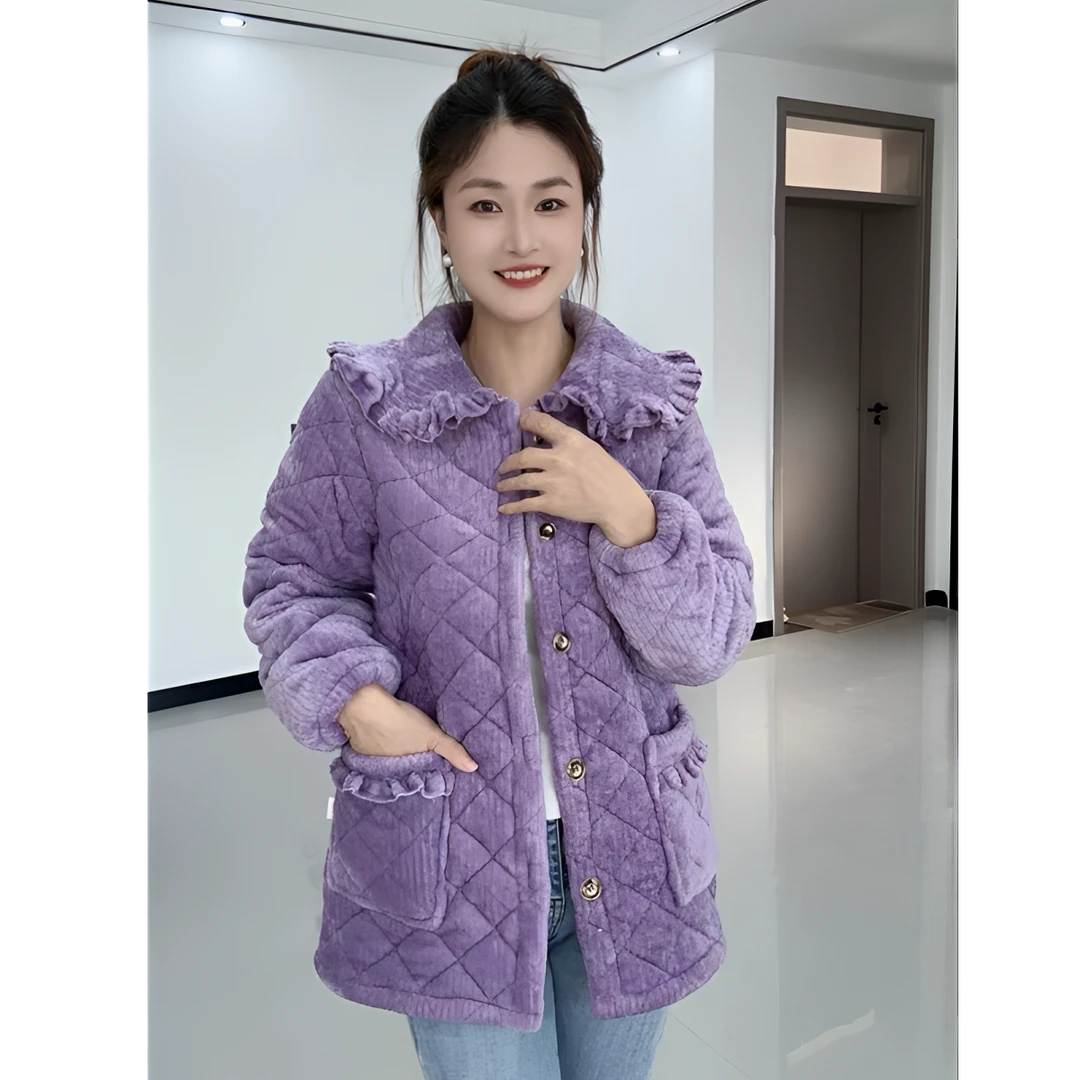 短款棉衣冬装时尚棉服外套保暖毛毛衣睡衣加厚女士加绒冬季中老年