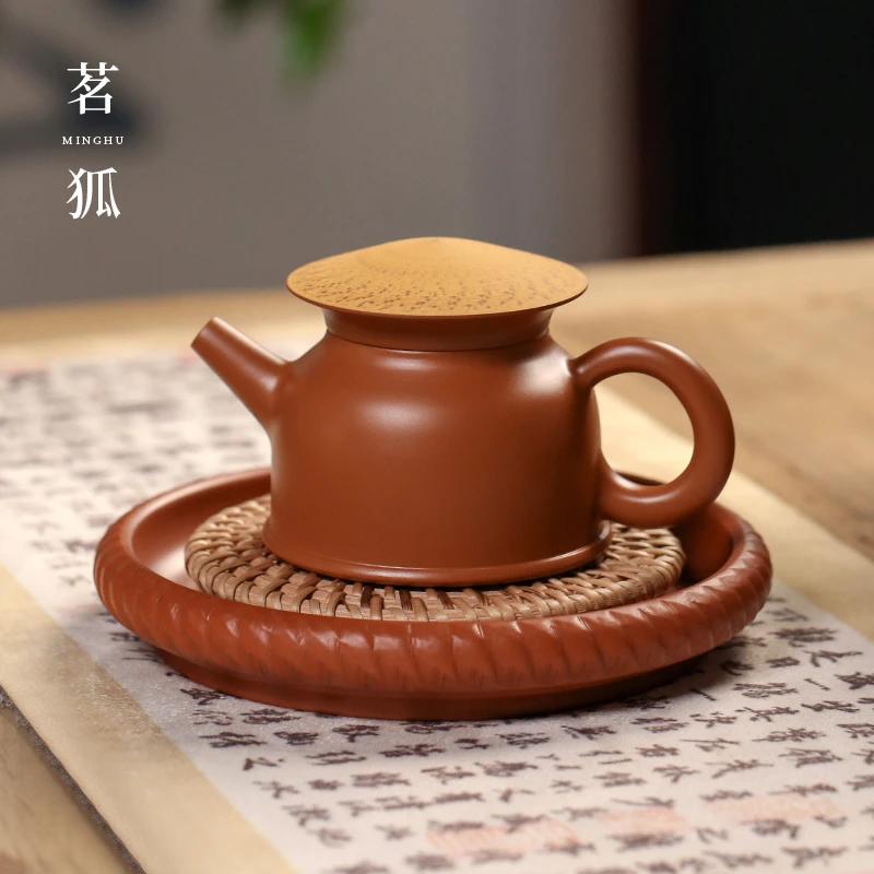 【佘春波制】潮州手拉壶 纯手工原矿朱泥短嘴渔翁茶壶功夫茶茶具