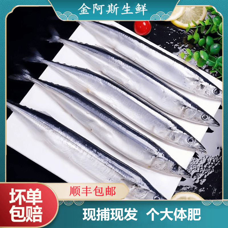 整条秋刀鱼8斤新鲜冷冻海捕大号深海鱼竹刀鱼2斤日式烧烤食材批发