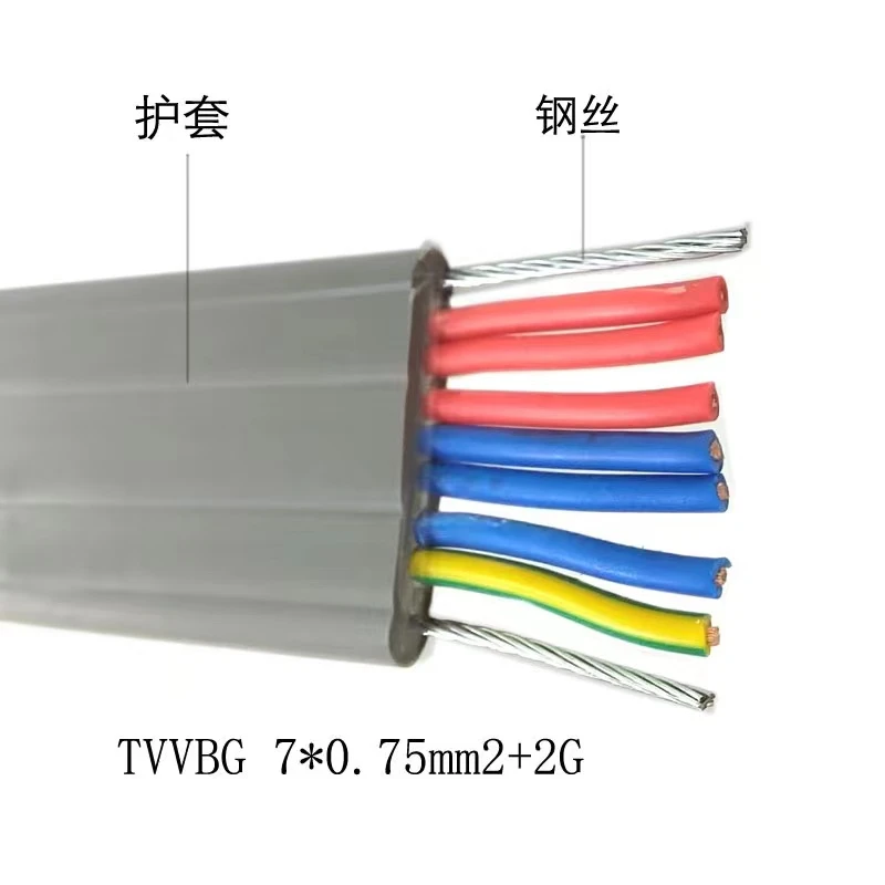 TVVB/TVVBG7芯 不带钢芯带钢芯 电梯空调线 灰色国际扁形国标扁平