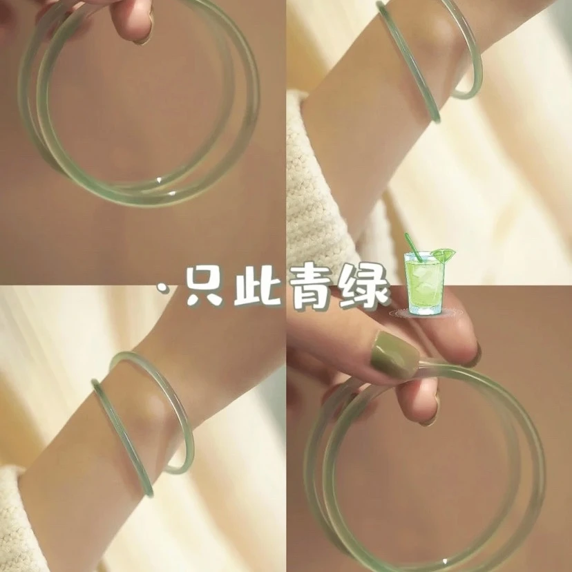 浅晴水小叮当--天然玉髓古风手镯叮当镯玛瑙镯子玉石冰透玉手镯