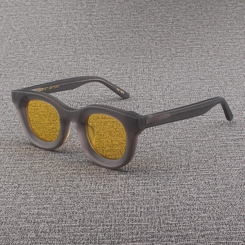 MOSCOT LEMTOSH太阳镜磨砂透灰粗厚框眼镜偏光夜视黄色镜片墨镜男