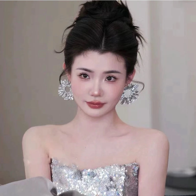 新款复古大片太阳花耳饰时尚夸张欧美新娘婚纱礼服结婚头饰