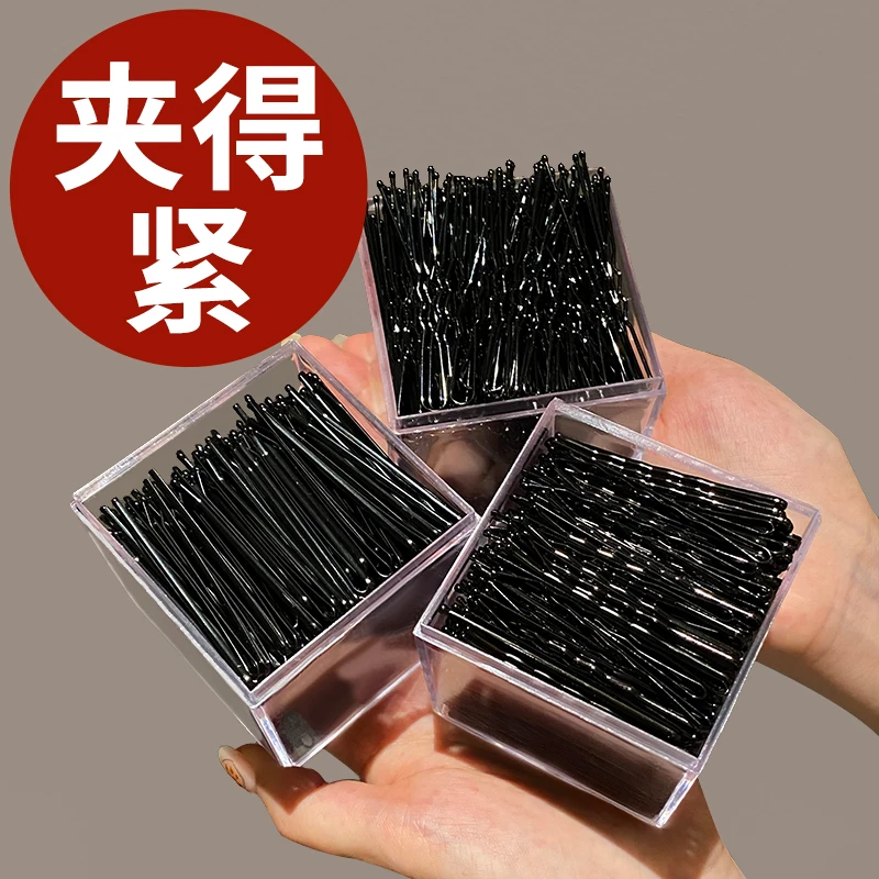 黑色发夹小黑夹子头饰发卡碎发边夹波浪刚夹固定头发卡子基础加厚
