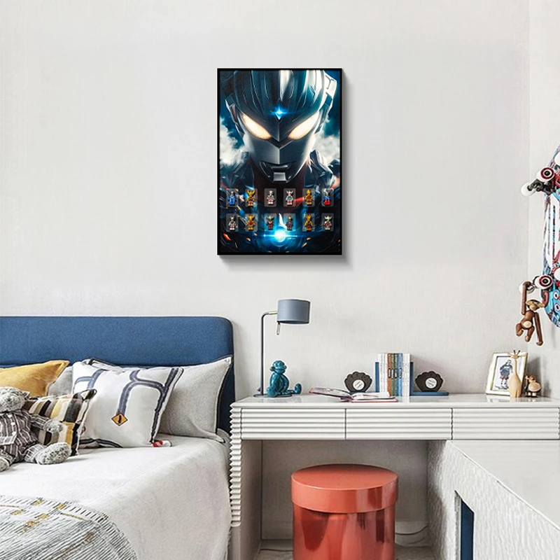 男孩卧室手工镶嵌立体实物装饰画奥特曼卡通儿童房迪迦床头画4060