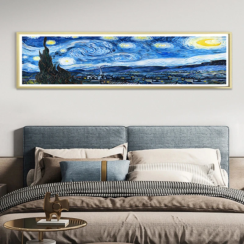 欧式卧室床头挂画走廊沙发背景墙装饰画梵高星空40150