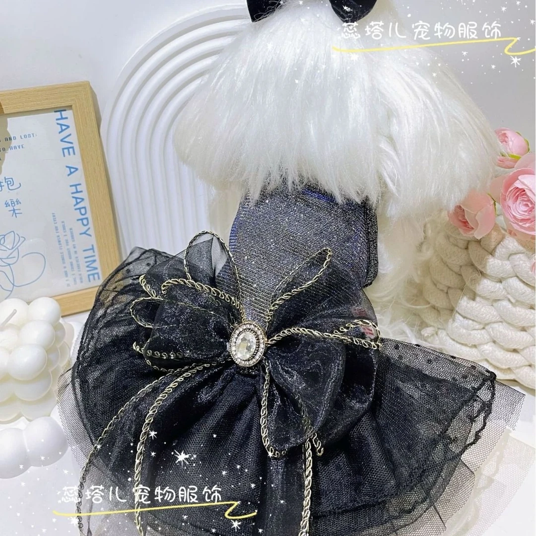 蕊塔儿蕊塔儿宠物衣服狗狗连衣裙猫咪小黑裙小体蓬蓬裙吊带快乐