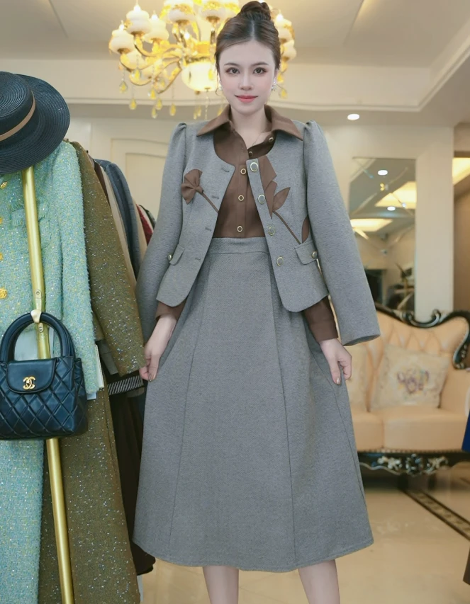2024年春秋款T227贵妇人重工时尚套装连衣裙女