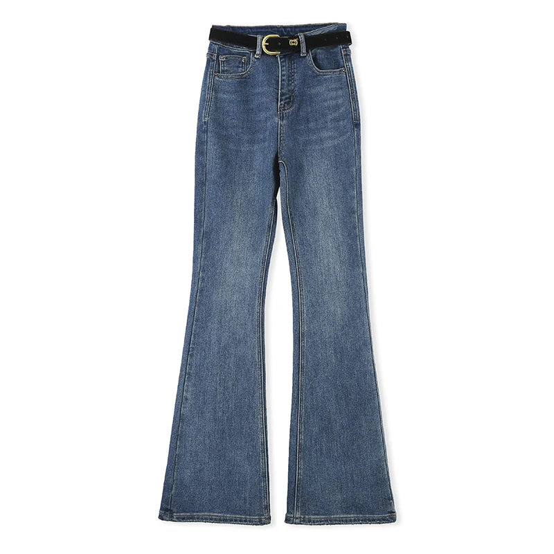 微喇喇叭裤时尚修身长裤 中高腰显腿长水洗牛仔裤1139