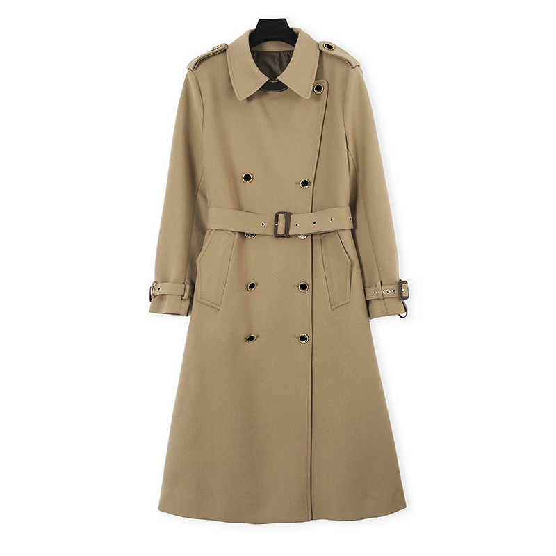 经典百搭双排扣英伦风中长款女士风衣01088
