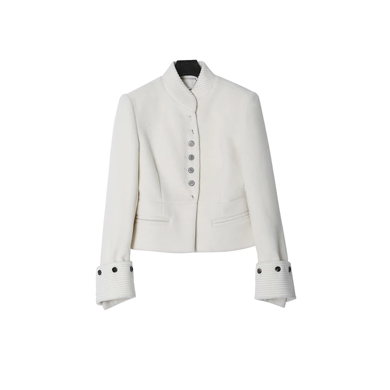 明星同款 气质时尚高端羊毛混纺精致优雅设计感外套15500