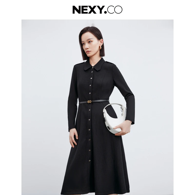 【一衣两穿】NEXY.CO/奈蔻新款百百绵羊毛气质连衣裙XF05588W0