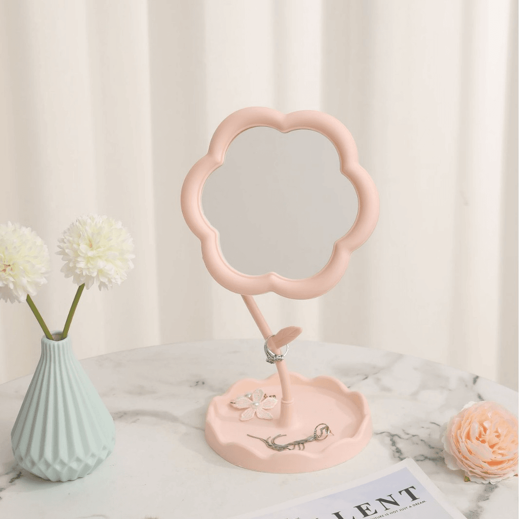 太阳花造型化妆镜花朵镜子少女梳妆台挂首饰美妆镜卧室宿舍台式镜