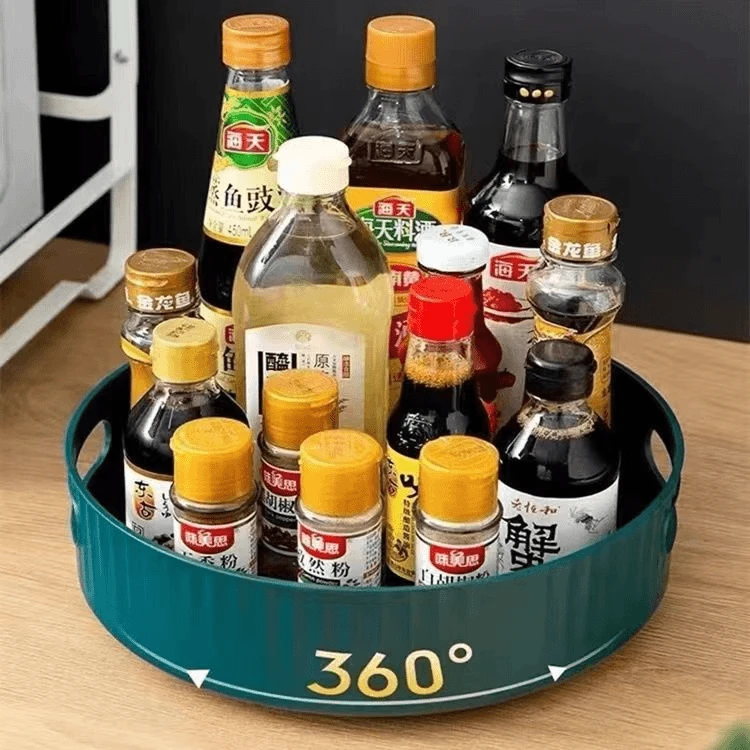 旋转调料置物架厨房台面多功能调料盒旋转式360度酱油醋调味料盘