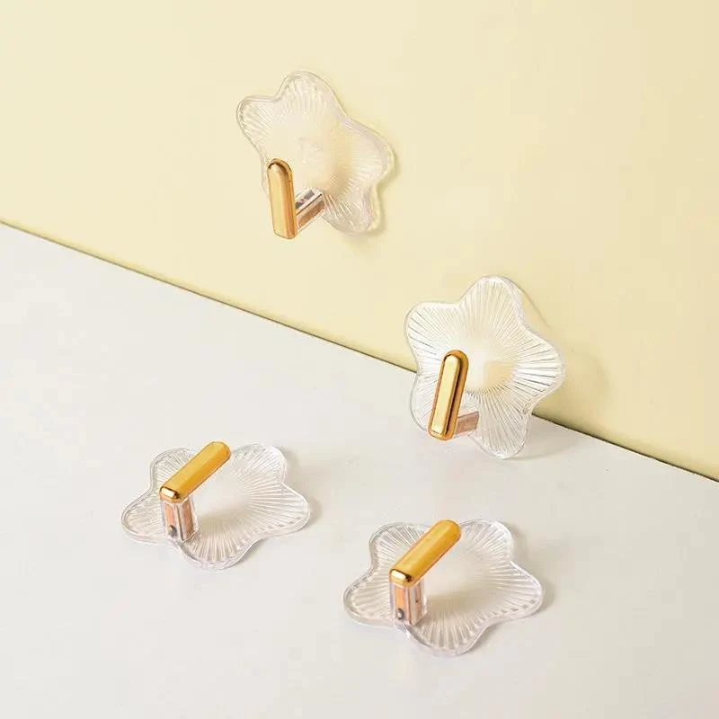 星星透明挂钩免打孔轻奢客厅浴室厨房收纳无痕粘钩壁挂连排衣帽钩