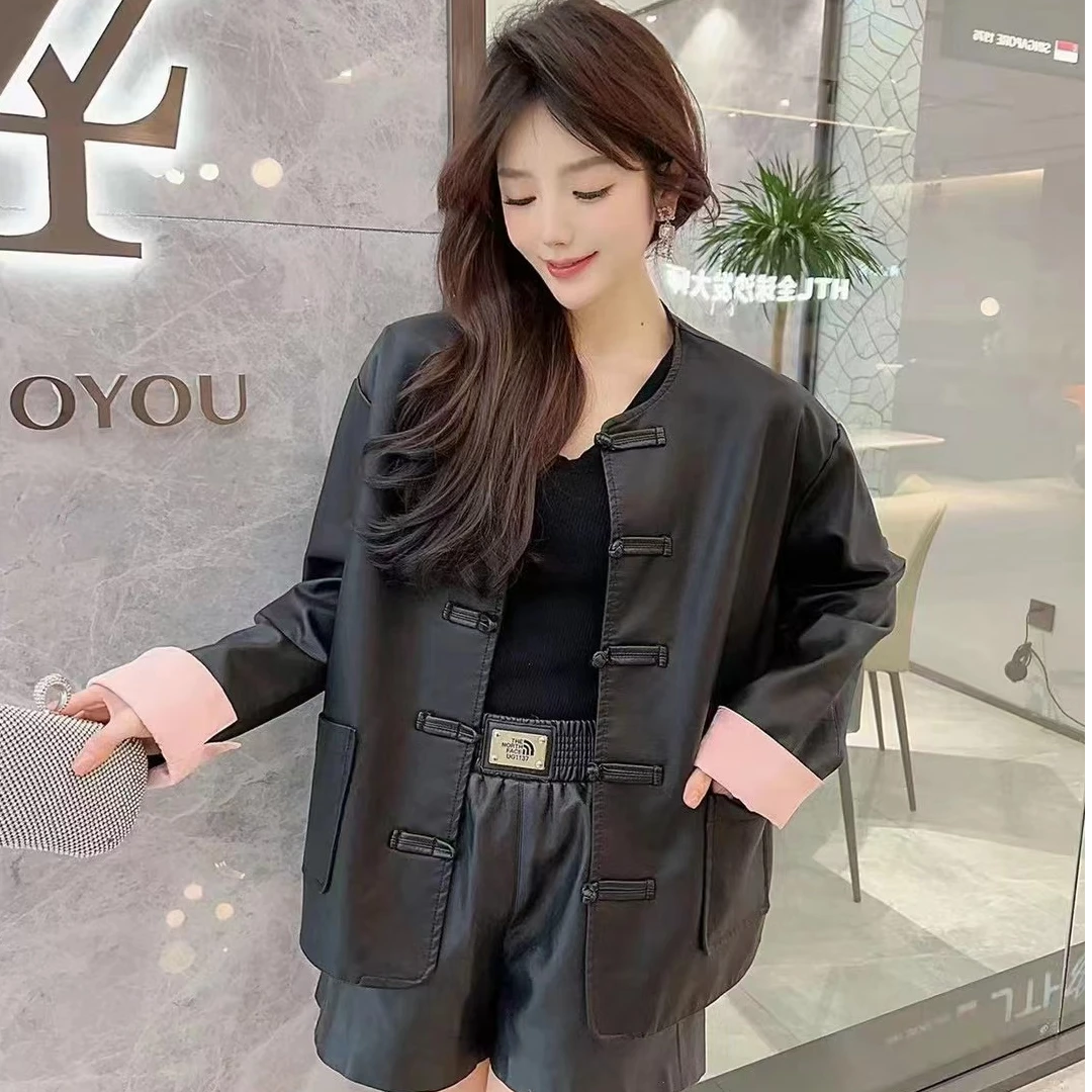 2025新款女早秋时尚韩版皮衣气质网红休闲百搭宽松女士皮衣女外套