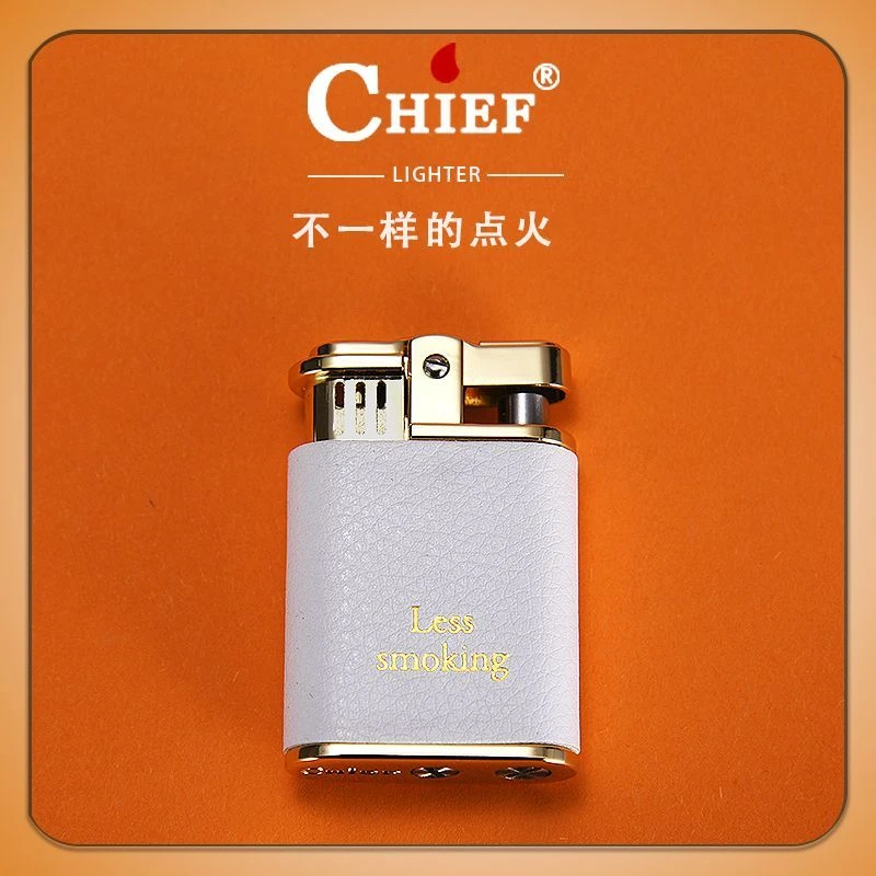 首领正品磕头虫煤油打火机创意手工复古皮纹个性定制送男友生日礼