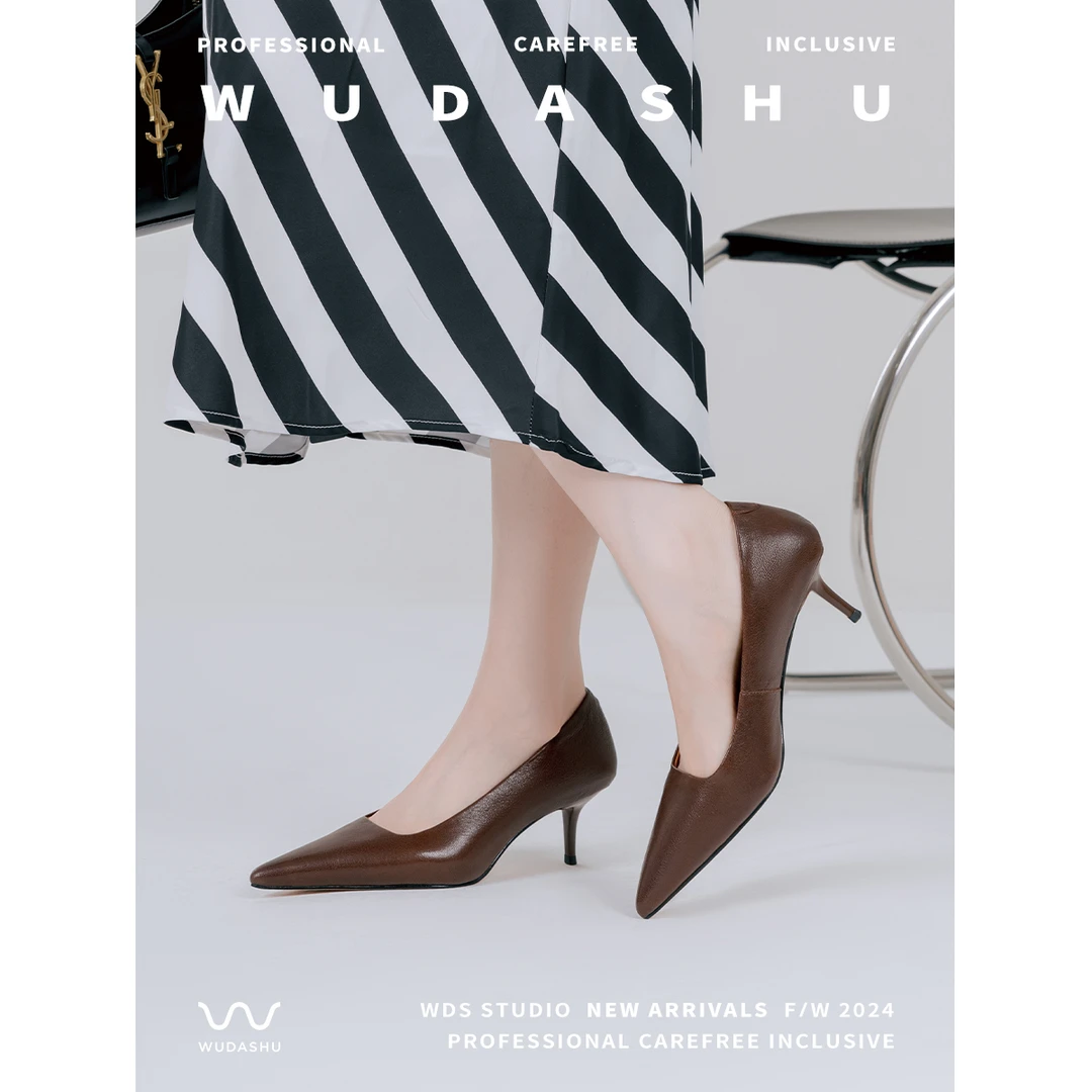 吴大叔2024年春秋新款气质时尚复古法式小众百搭浅口高跟鞋20-426