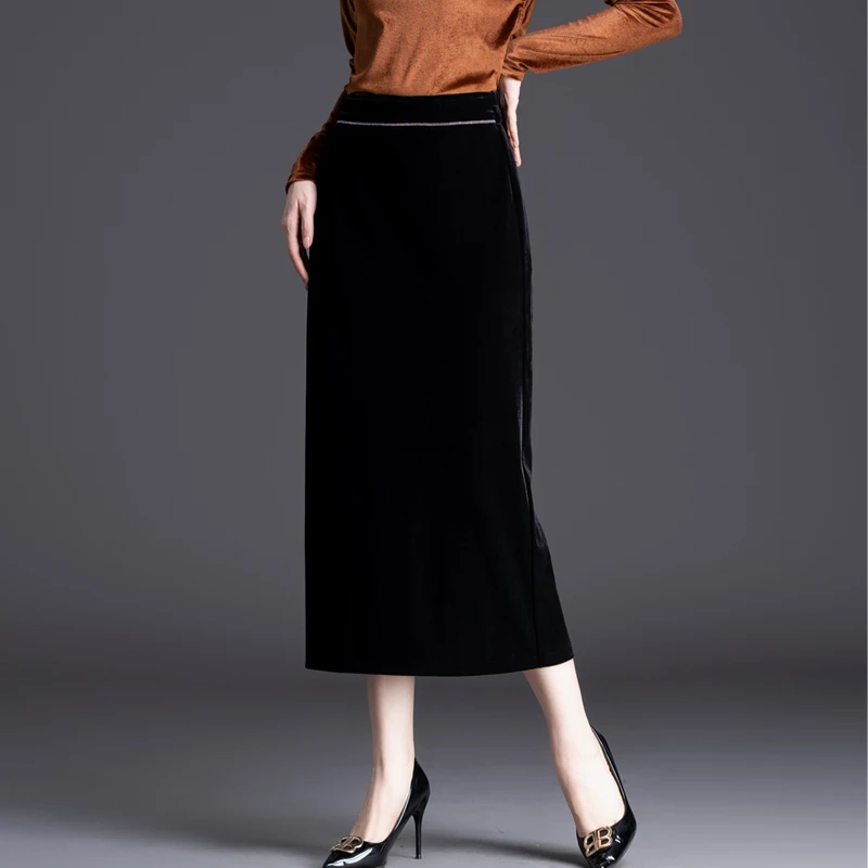 半身裙女秋冬2025新款垂感高腰显瘦一步裙中长款直筒包臀裙