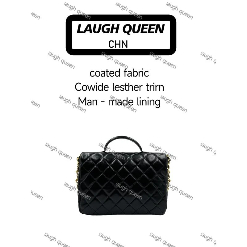 Laugh Queen手工打造真皮女士包10695黑色双口袋