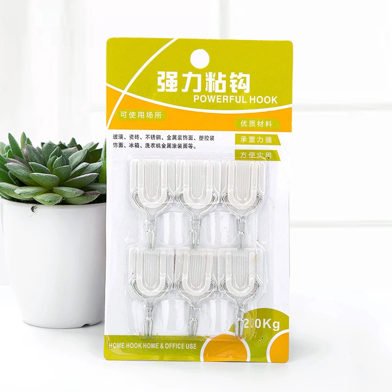 【6个】强力挂钩免打孔白色挂钩家用无痕创意粘钩学生宿舍寝室挂钩