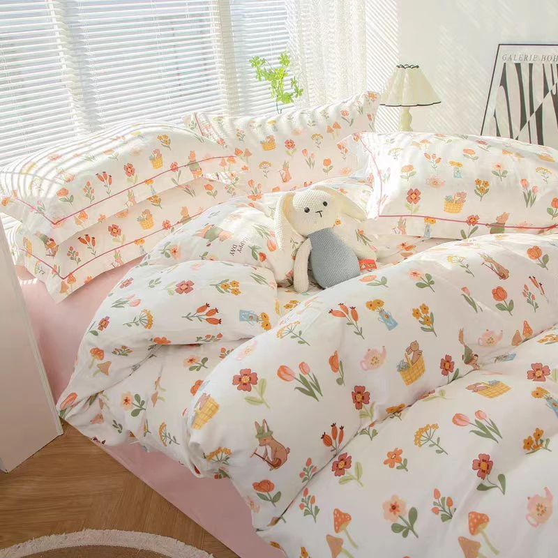 7【云花糖】100%全棉双层纱双人被套母婴级微瑕软糯透气小碎花清新