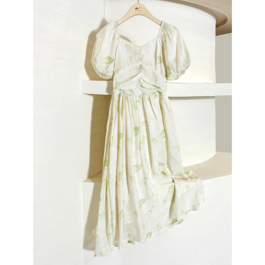 宁熙EC原创法式小清新甜美碎花雪纺夏显瘦连衣裙Q2208