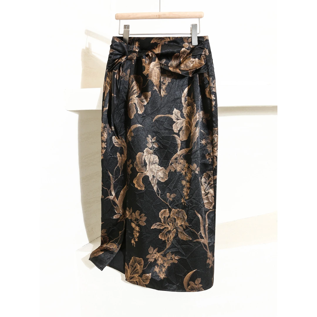 宁熙EC原创复古中式半身裙包臀裙高腰显瘦垂感气质半裙Q5157