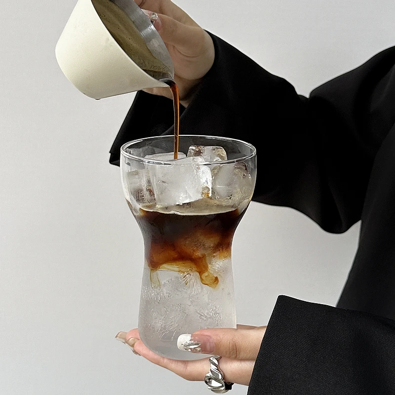 小众ins简约冰美式咖啡杯耐热玻璃水杯早餐杯果汁杯冷萃气泡水杯