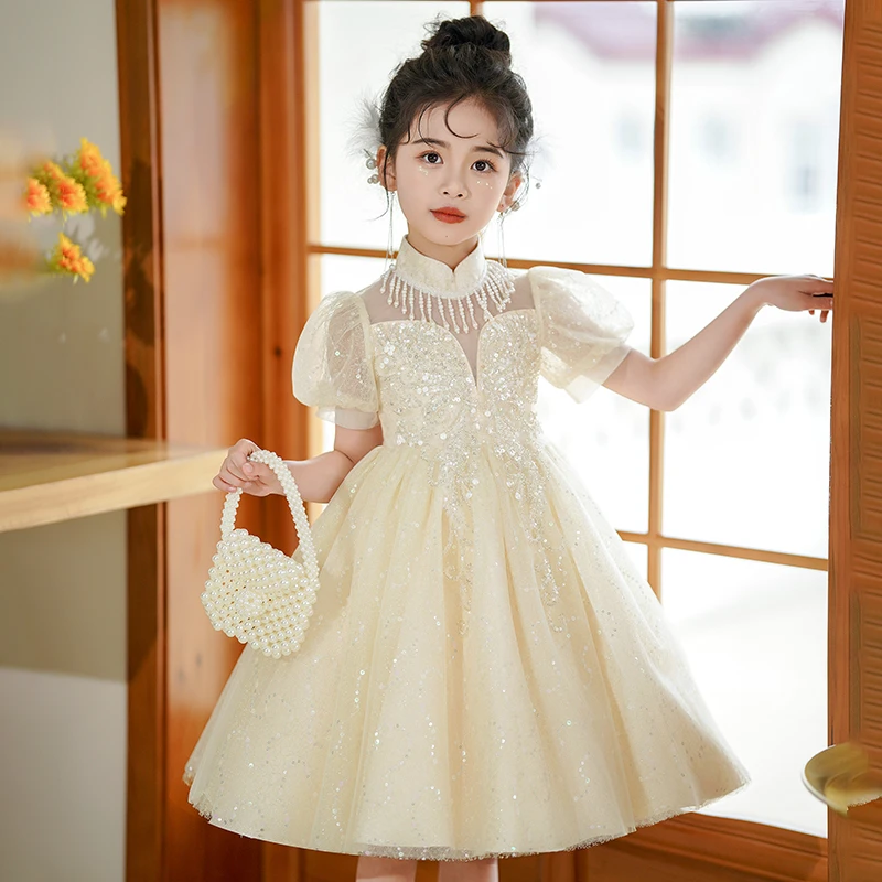 99311女童礼服2024公主裙蓬蓬裙花童婚纱女孩主持人演出气质裙子
