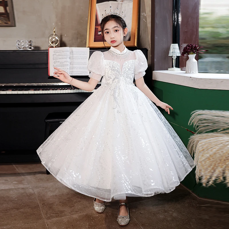 99351女童礼服公主裙蓬蓬裙花童婚纱女孩走秀主持人演出连衣裙子