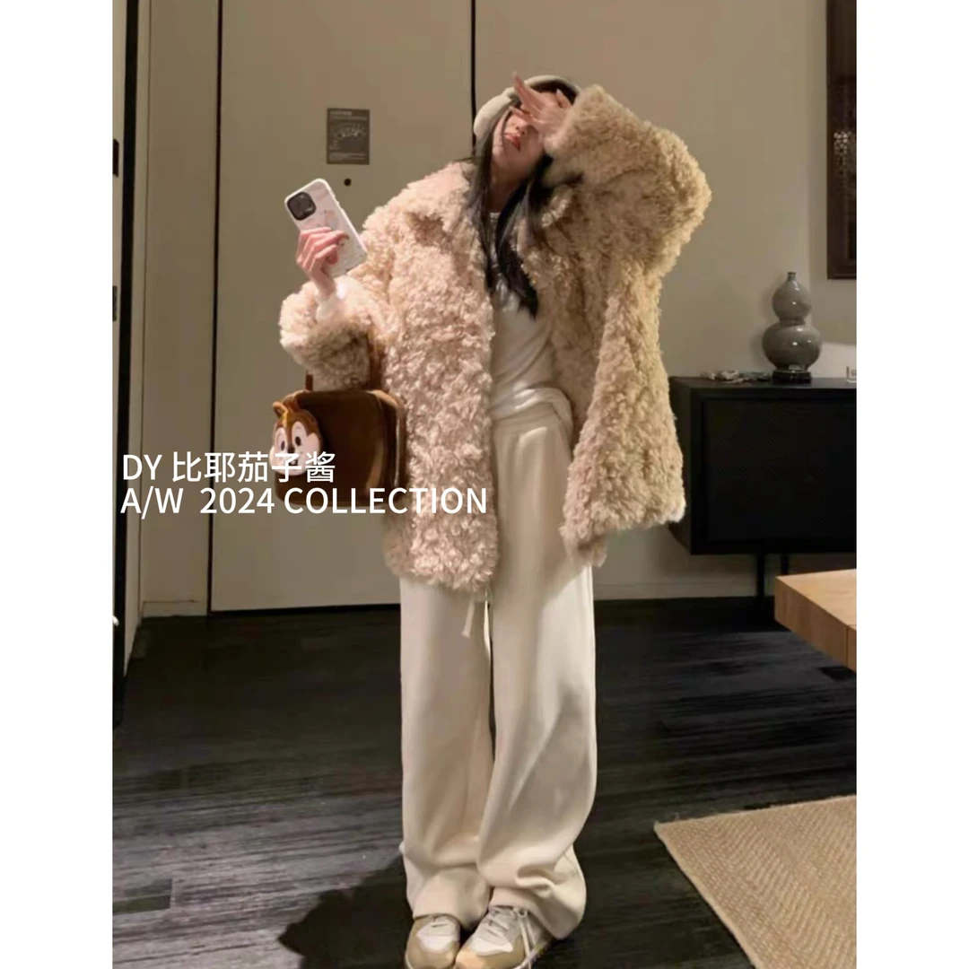 QziJIANG｜真·顽童｜秋冬新款韩版宽松卷卷毛百搭款毛毛外套