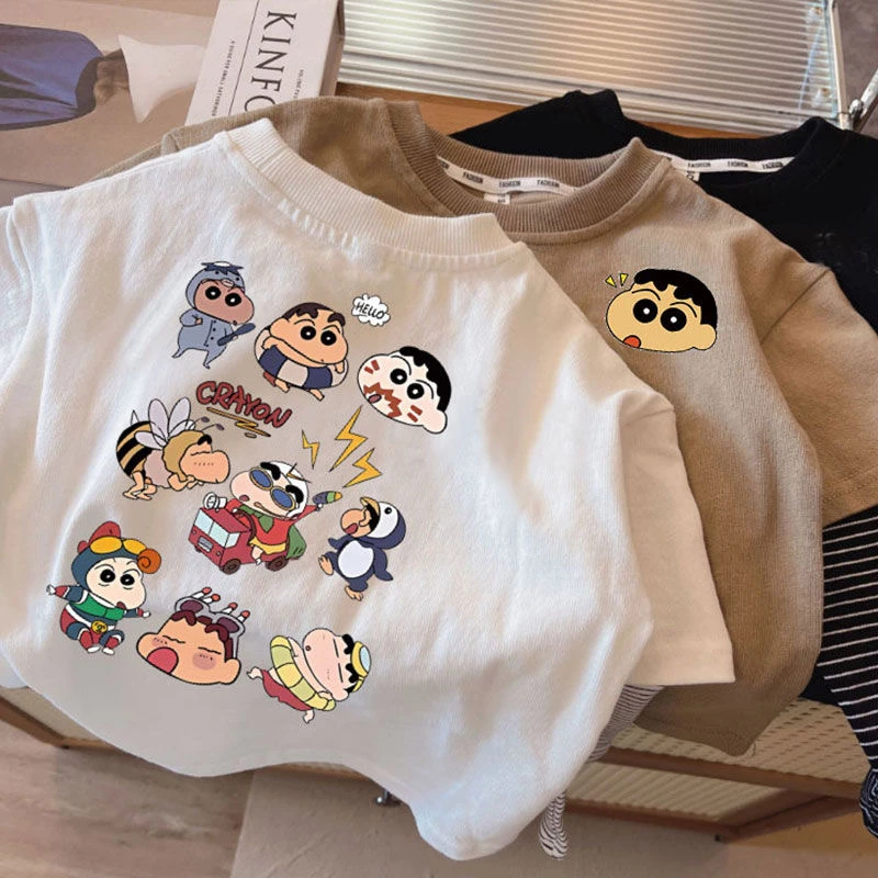 男童纯棉长袖T恤春秋新款卡通儿童蜡笔小新衣服女童宝宝百搭上衣t
