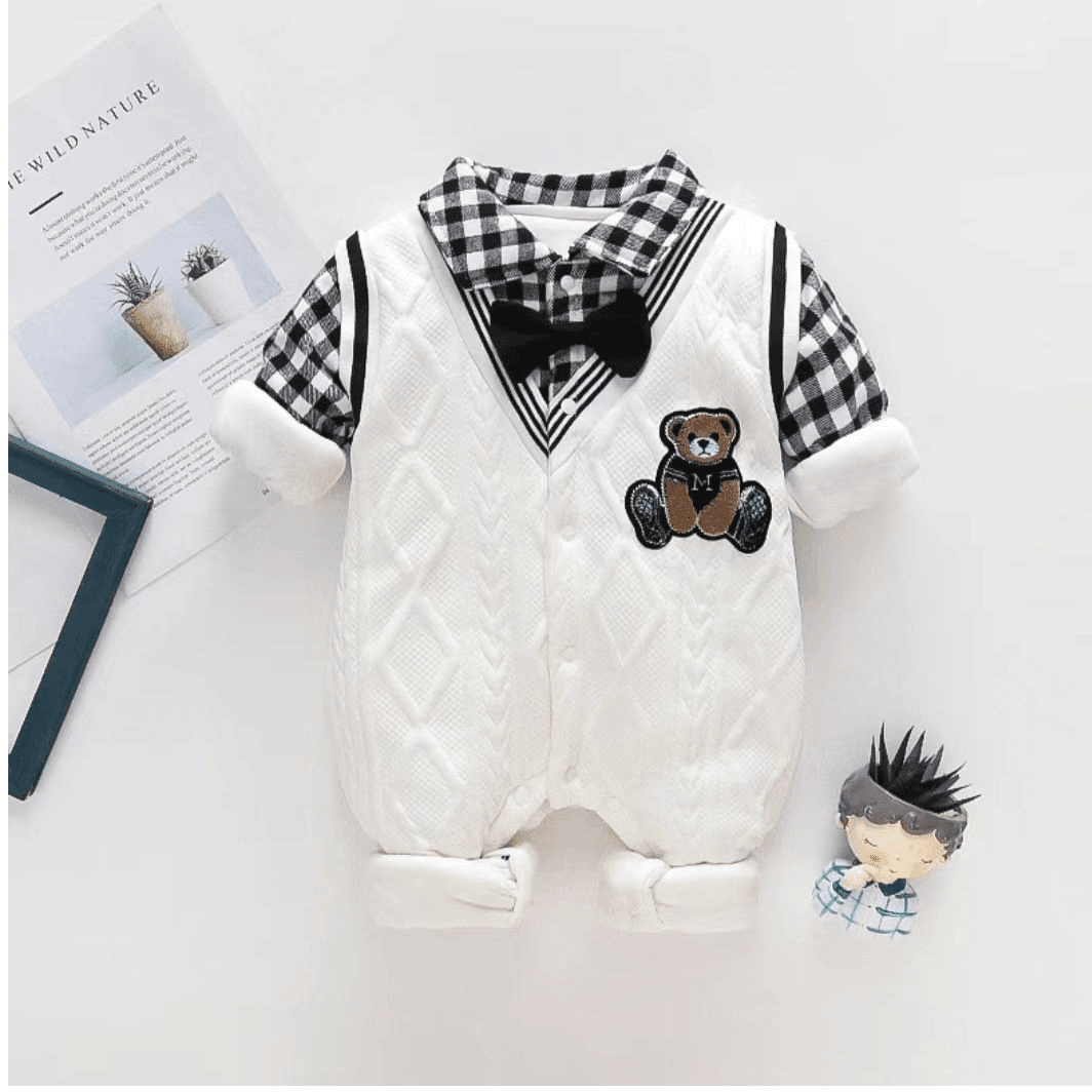 婴儿连体衣秋冬薄棉可爱超萌宝宝婴童服装绅士哈衣冬季加棉保暖