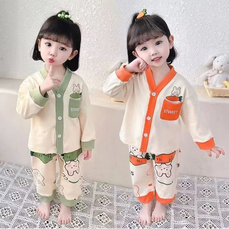 女宝宝新款春秋装2025年女童韩版洋气家居服套装小女孩睡衣俩件套