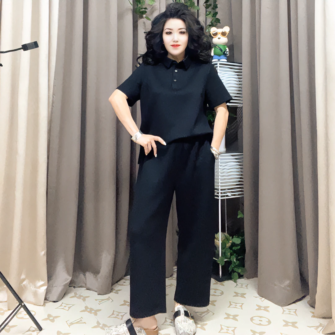 大漂亮家的时尚气质百搭休闲宽松高腰老爹裤