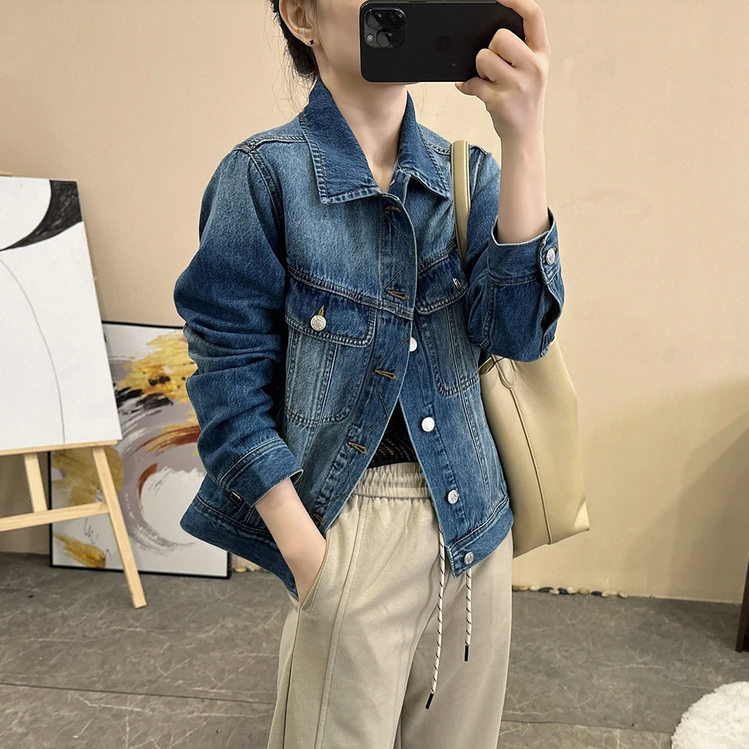 【百搭正肩】时尚牛仔上衣高级感复古短外套重工高品质宽松牛仔夹克