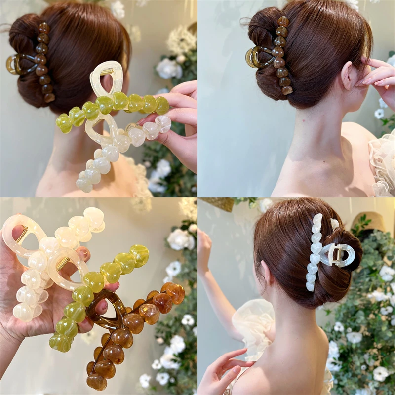 气质果冻爱心大号发夹女后脑勺抓夹鲨鱼夹头饰