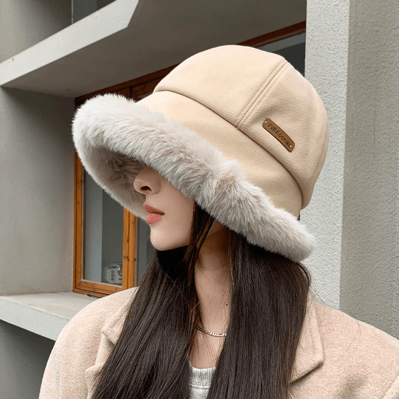 下雪加绒帽子加厚毛绒渔夫帽女户外保暖防寒雷锋帽显脸小棉帽冬天